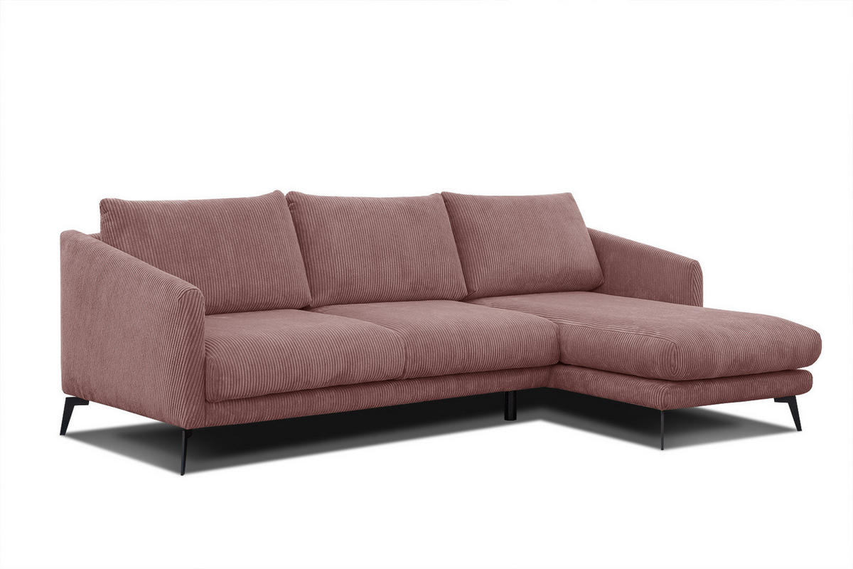 ECKSOFA VILT 4-Sitzer, altrosa - Schwarz/Altrosa, Holzwerkstoff/Textil (255/156cm) - Courtois Laville