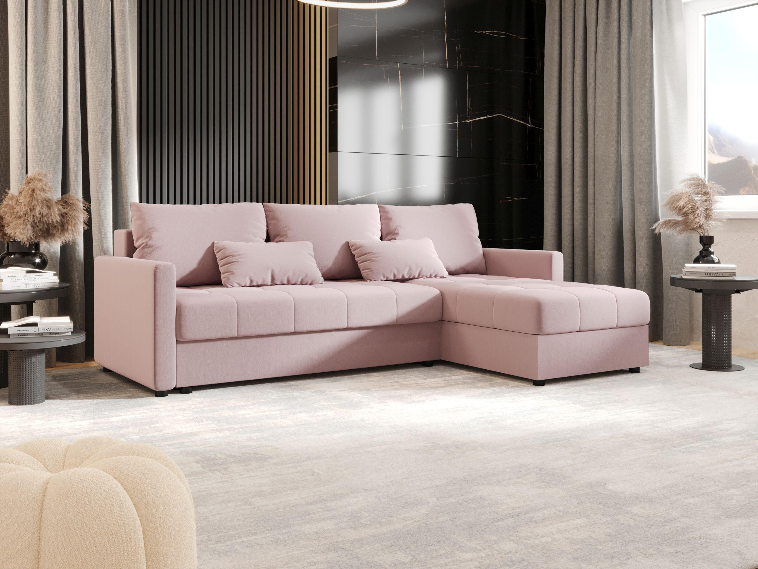 ECKSOFA MOS L BIS Cosmic 14 Rechts mit Schlaffunktion - Rosa, Textil (220/143cm) - Bedante