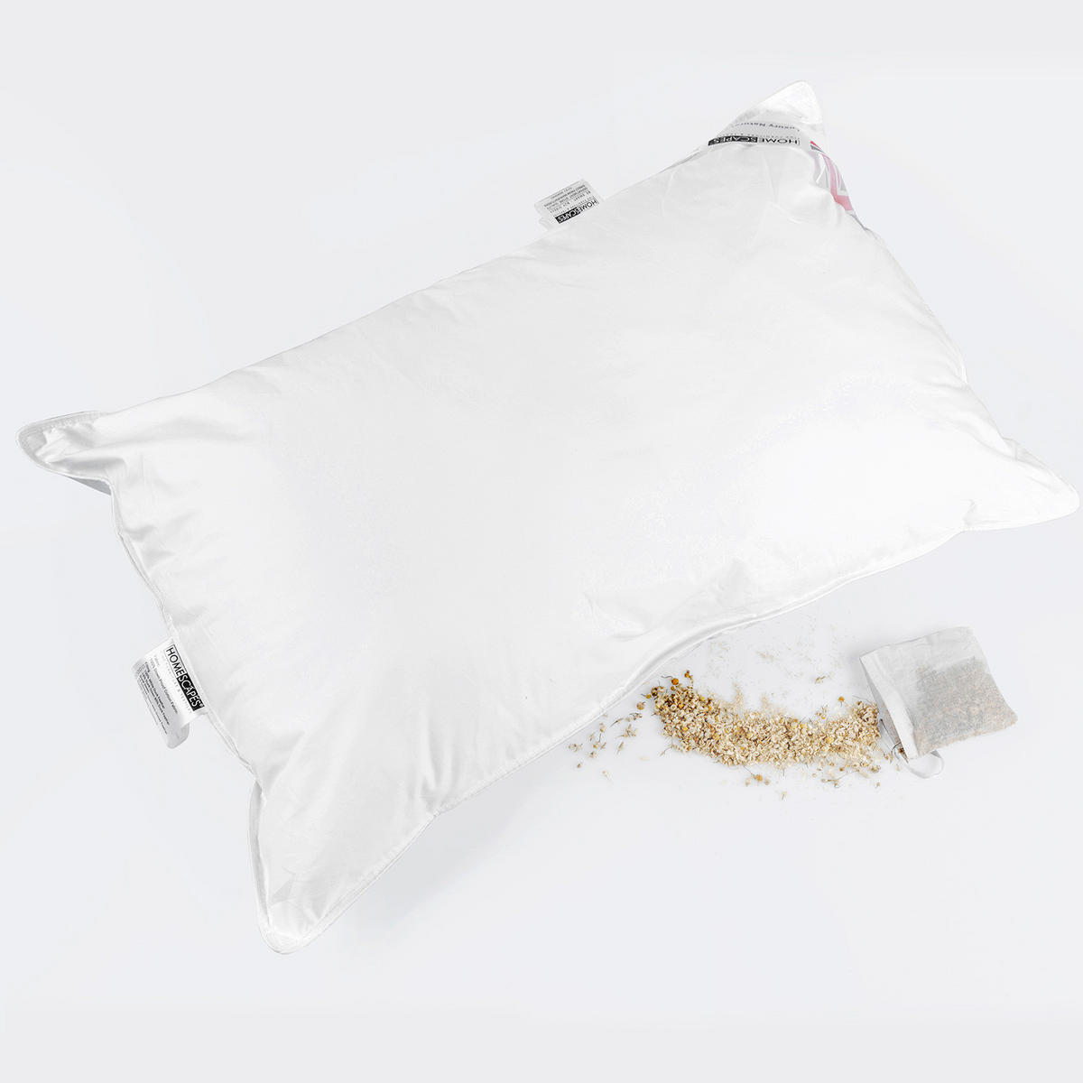 KOPFKISSEN extra prall, Super-Mikrofaser mit Kamille 48/74 cm - Weiß, Textil (48/74cm) - Homescapes