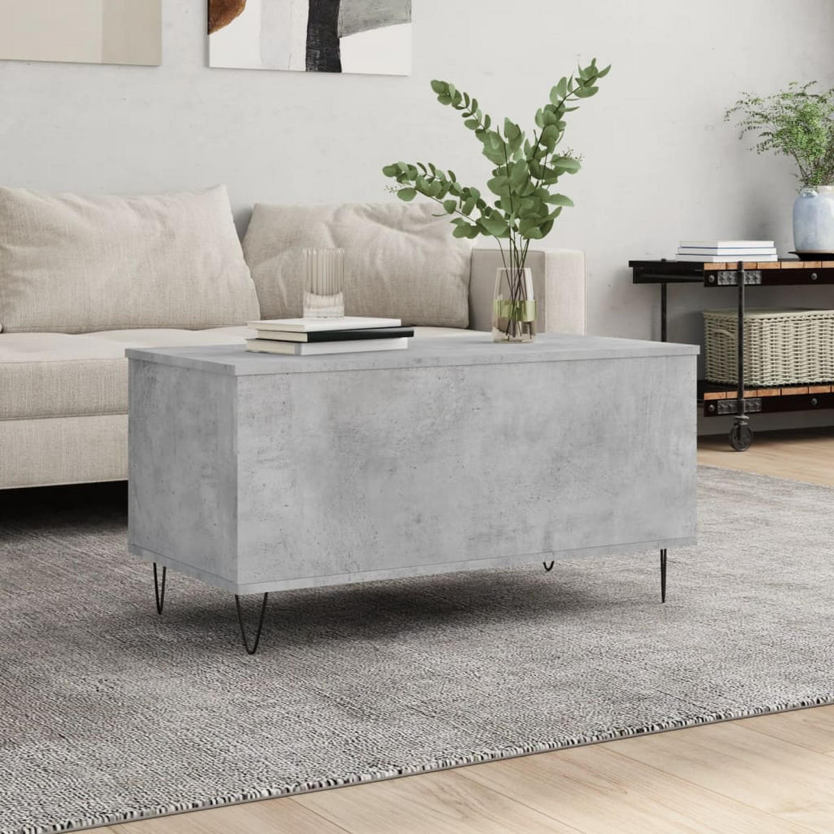 COUCHTISCH Betongrau 90x44,5x45 cm Holzwerkstoff - Grau, Holzwerkstoff (44.5/90/45cm) - furnicato