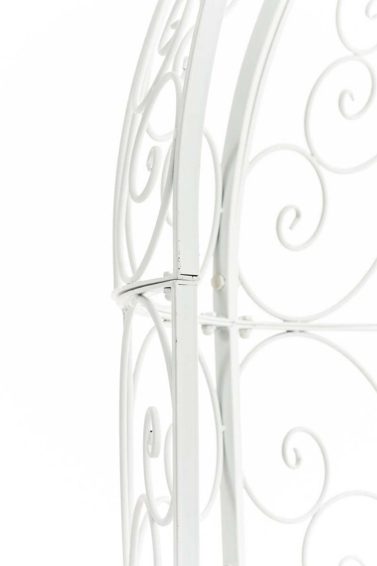 HALBPAVILLON mit Sitzbank Boston Metall Weiß Gartenbank - Weiß, Metall (120/178/58cm) - DELUKE