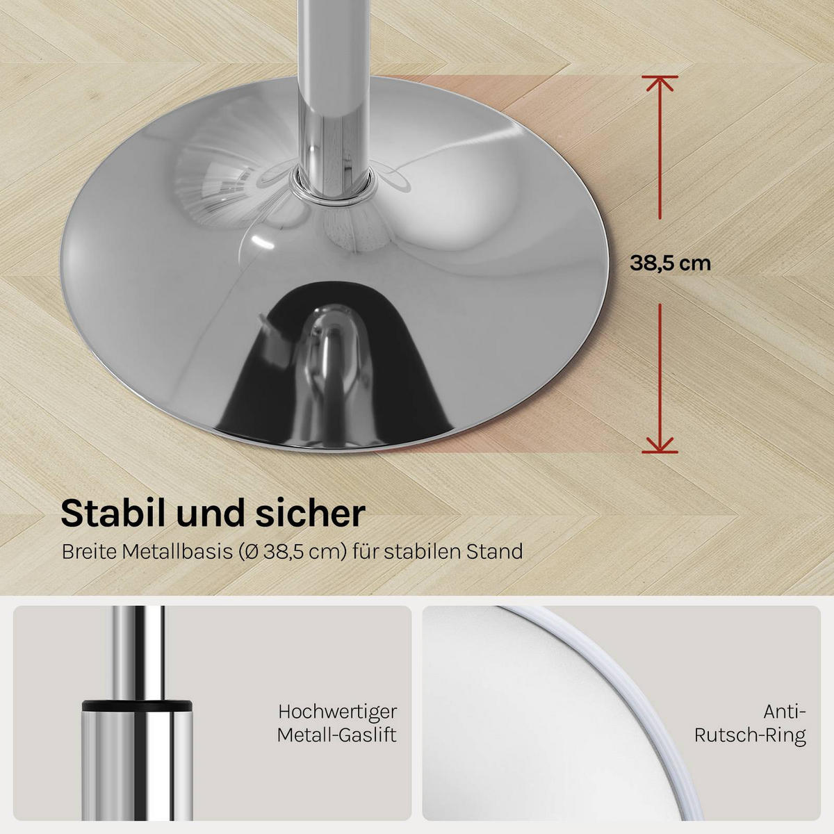 SITZHOCKER 2er Set, rund, Kunstleder, Grau - Silberfarben/Grau, Textil/Metall (38.5/56/38.5cm) - Woltu