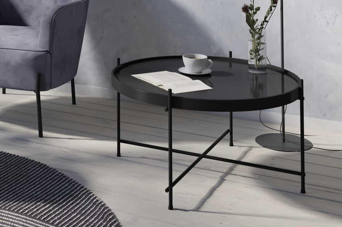 COUCHTISCH ELEGANCE rund Schwarz|Transparent 70cm - Transparent/Schwarz, Glas/Metall (70/70/40cm) - riess-ambiente