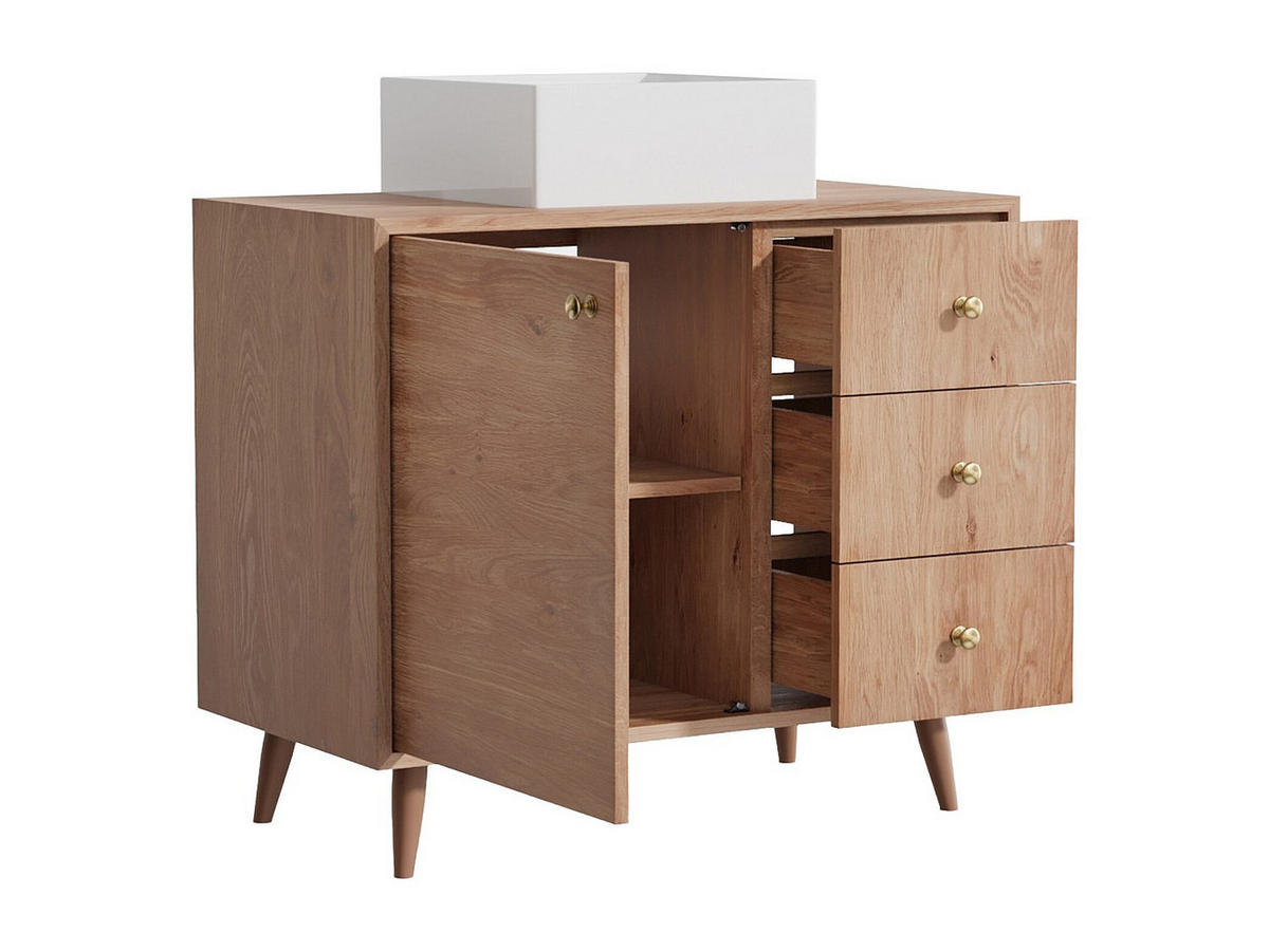 EINZELWASCHTISCH - 93 cmcm x 50 cmcm - Holz, Platte - Naturfarben Hell - ZARENO - Naturfarben, Holz (93/80.5/50cm) - Vente-Unique
