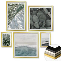 WANDBILDER 5er Set - 50x50 cm & 20x30 cm & 40x60 cm Goldrahmen - Hängebrücke aus Palmenblättern - Goldfarben, Kunststoff (40/60cm) - ArtPrintCave