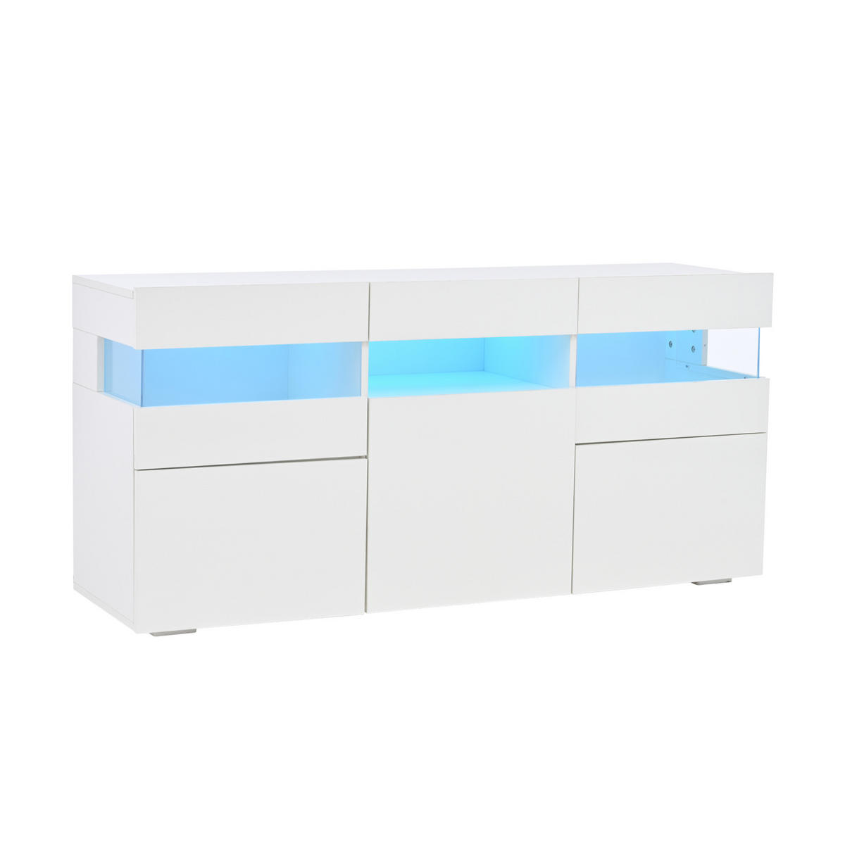 SIDEBOARD, 140/40,5/66,5 cm, bílá z dřevotřísky, LED osvětlení ovládané aplikací - bílá, kompozitní dřevo (140/66.5/40.5cm) - Modenvie