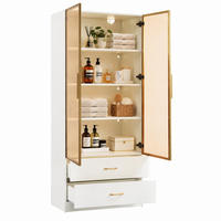 BADEZIMMERSCHRANK mit Glastür MDF Weiß - Weiß, Holzwerkstoff (34.5/170/75cm) - Beauniv