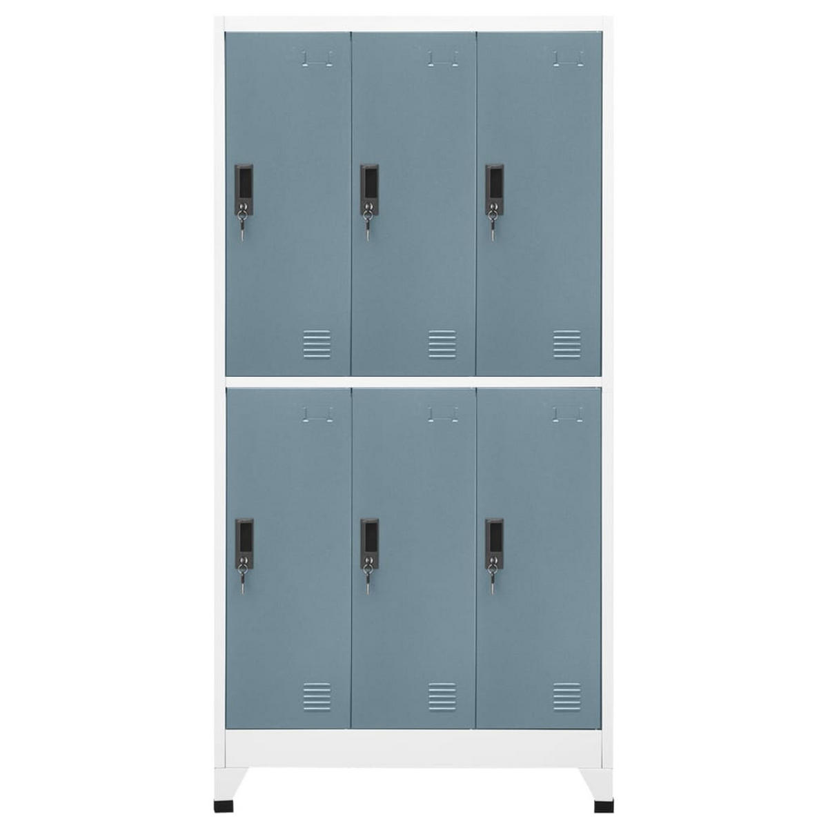 SCHLIESSFACHSCHRANK mit 6 Schließfächern, 90/45/180 cm, aus Stahl, in Hellgrau und Dunkelgrau - Grau, Metall (90/180/45cm) - vidaXL
