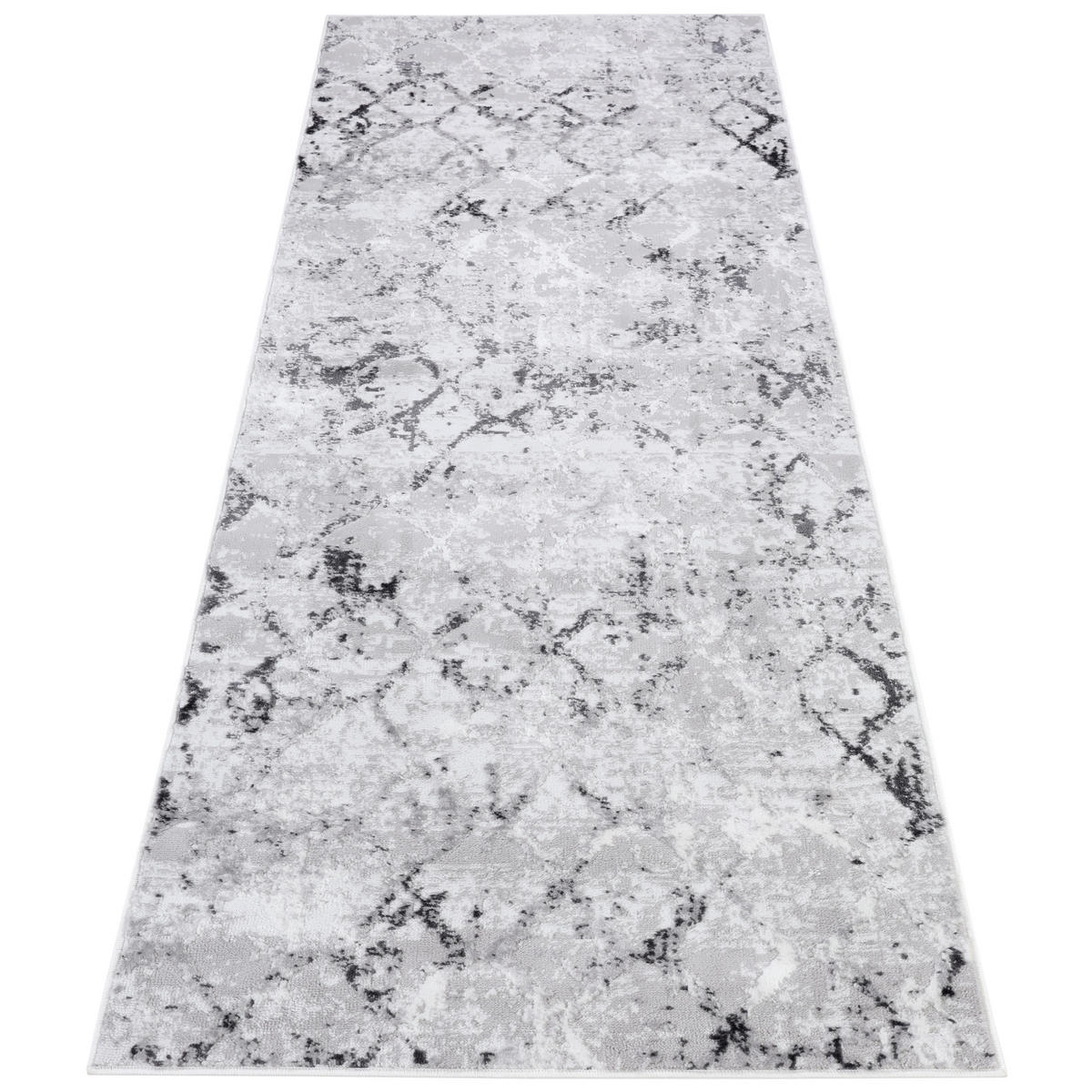TEPPICHLÄUFER SKY hellgrau marmor 80/400 cm - Hellgrau, Textil (80/400cm) - Tapiso