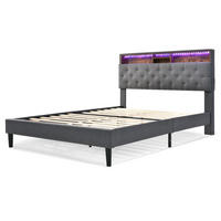 POLSTERBETT 140/200cm in Grau Leinen - Grau, Holz/Textil (140/200cm) - KOMHTOM