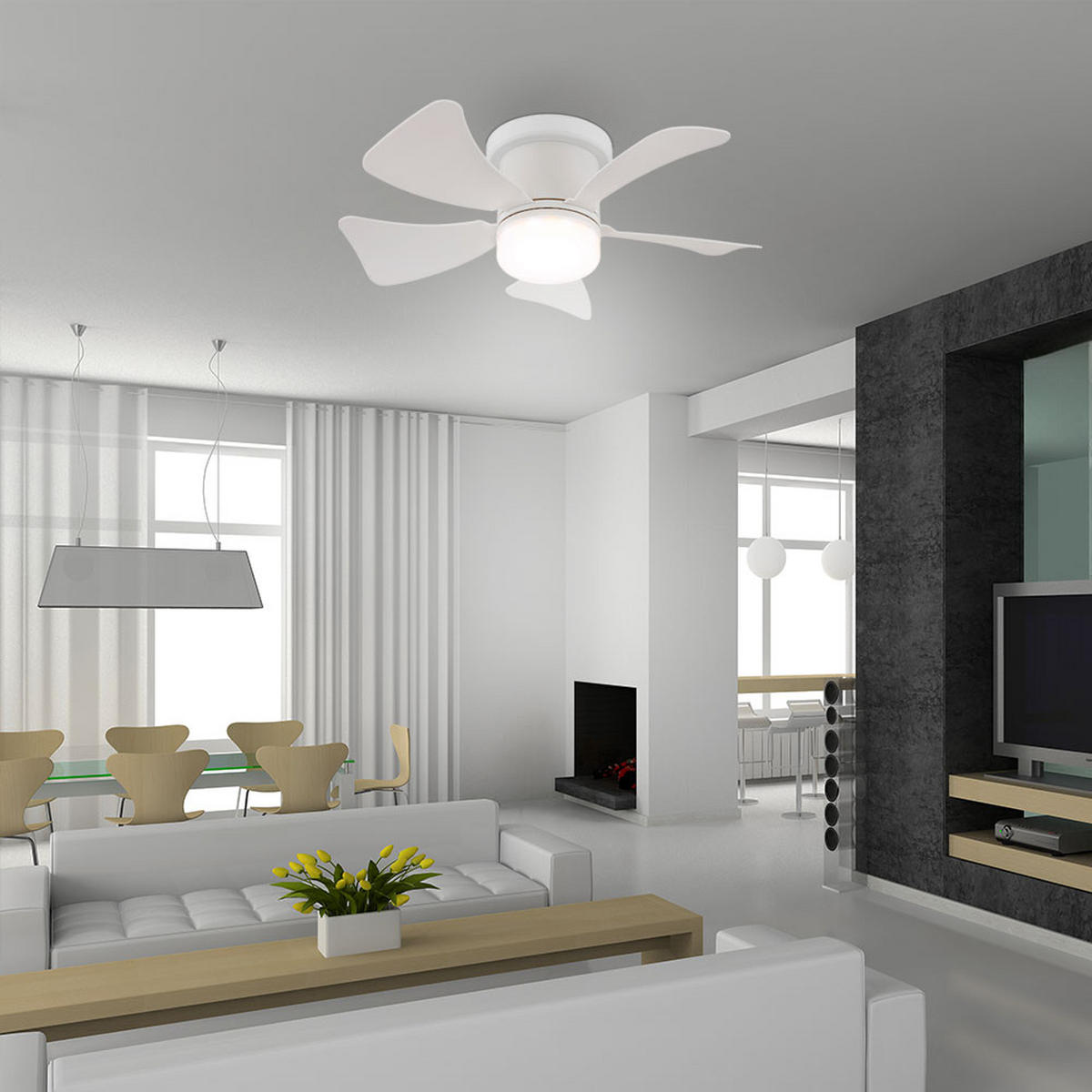 LED DECKENLEUCHTE HINES Weiß Kunststoff - Weiß, Metall (40.6/40.6/12.6cm) - Globo Lighting