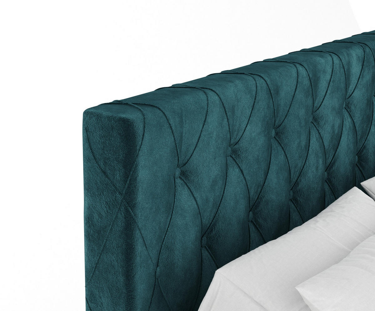 BOXSPRINGBETT Otus Türkisfarben 180/200 cm mit Latex-Topper - Türkis/Silberfarben, Holz/Holzwerkstoff (180/200cm) - Maison de Reve