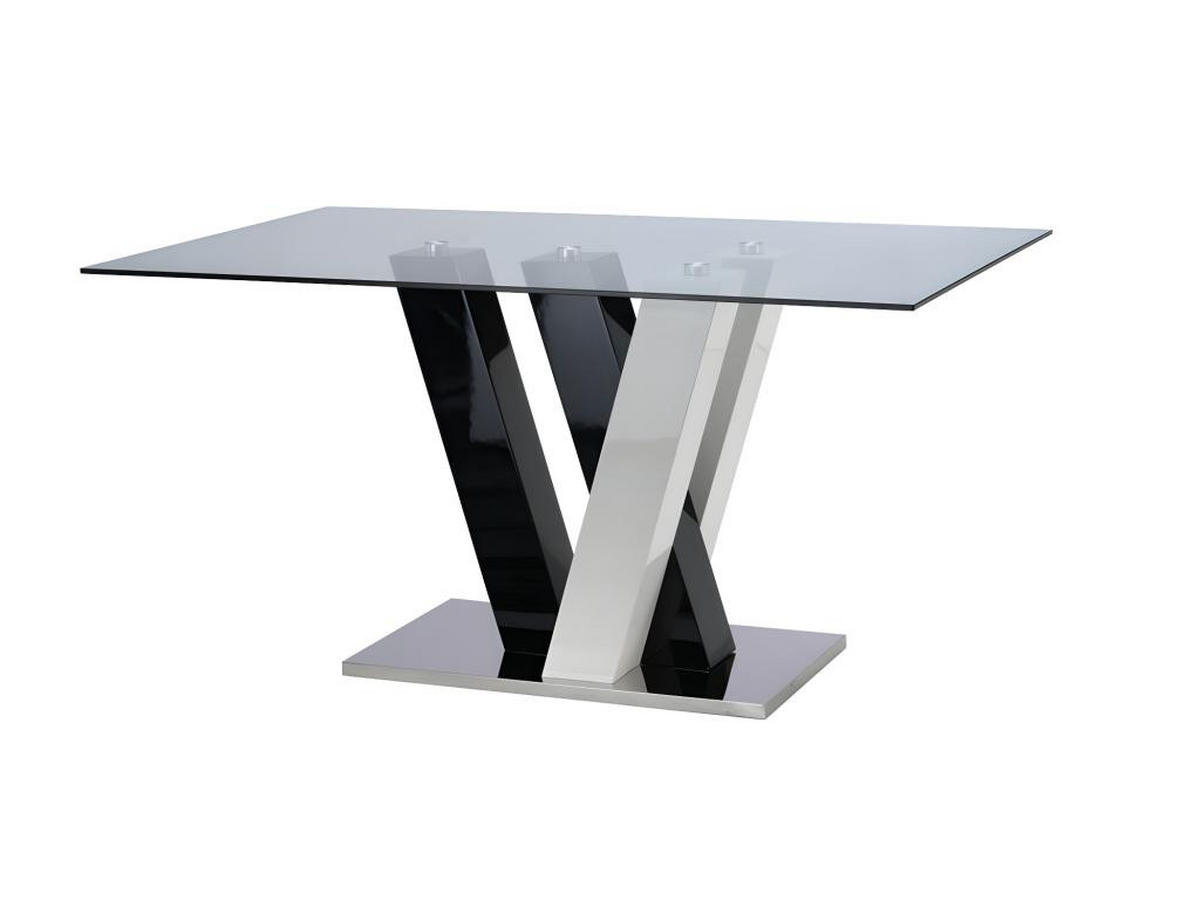 ESSTISCH + 4 Stühle im Set - Schwarz & Weiß - WINCH - Schwarz, Glas (90/76/150cm) - Vente-Unique