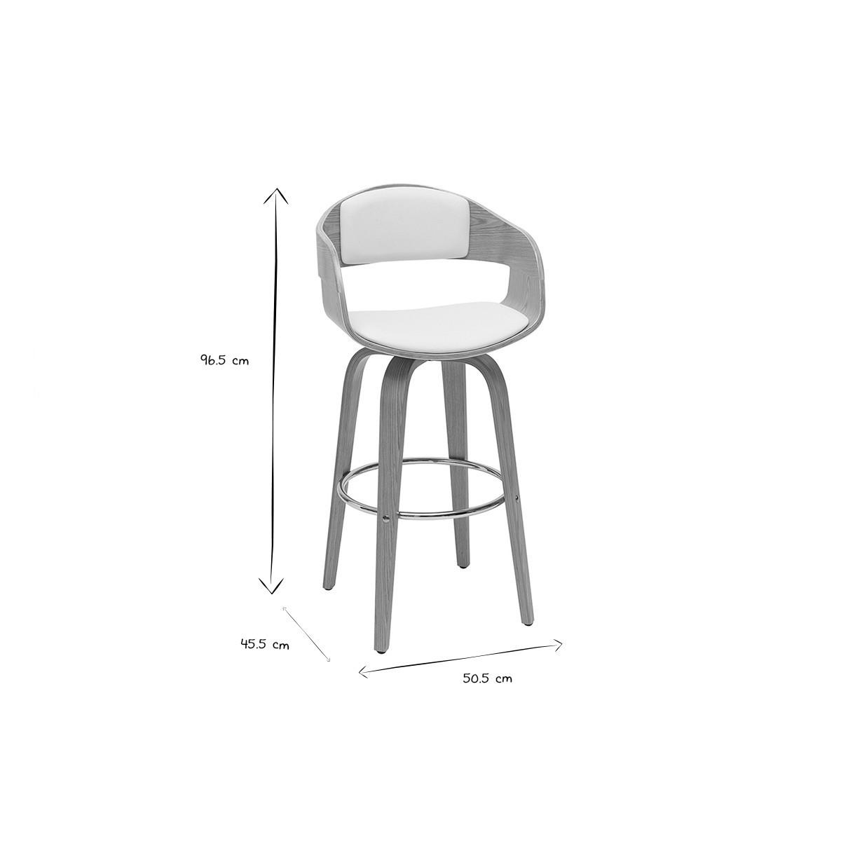 BARHOCKER 360Á Drehbar Helles Holz H67 cm GAO - Weiß, Holz (55/96/55cm) - Miliboo