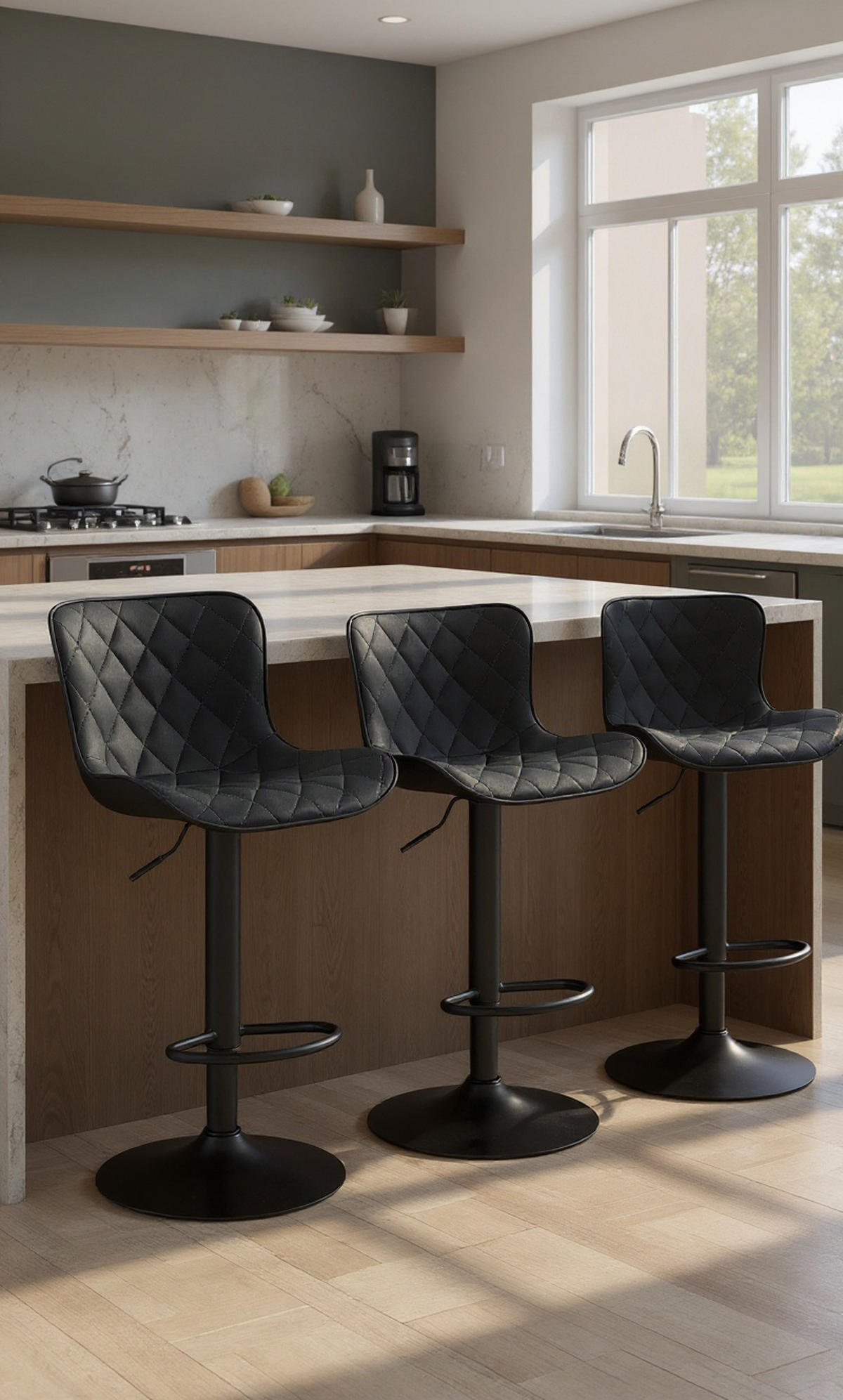 BARHOCKER Emil Kunstleder schwarz - Schwarz, Kunststoff/Metall (48/107/54cm) - TPFLiving
