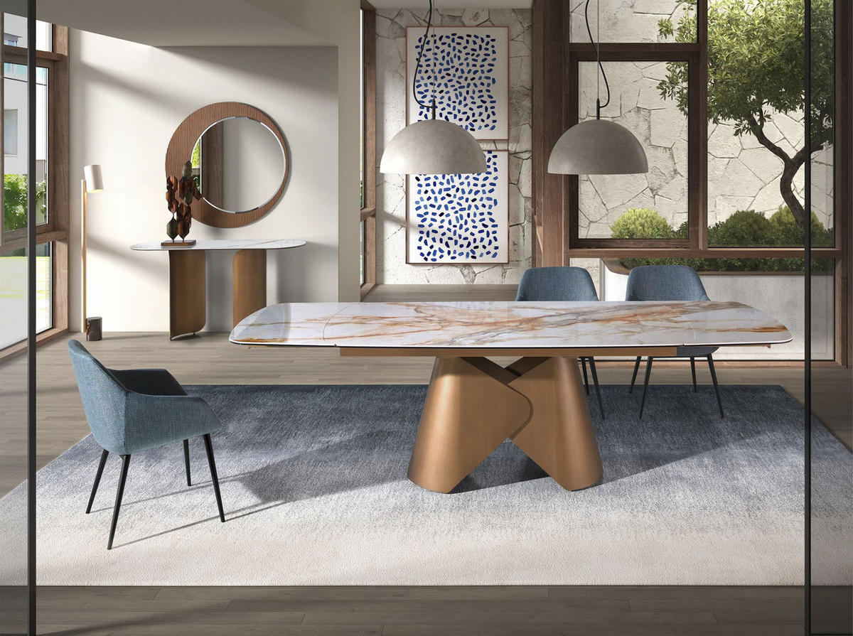 STUHL Stuhl aus grau meliertem Stoff 61/63/82cm - Blaugrau/Robinienfarben, Textil/Metall (61/82/63cm) - ANGEL CERDA