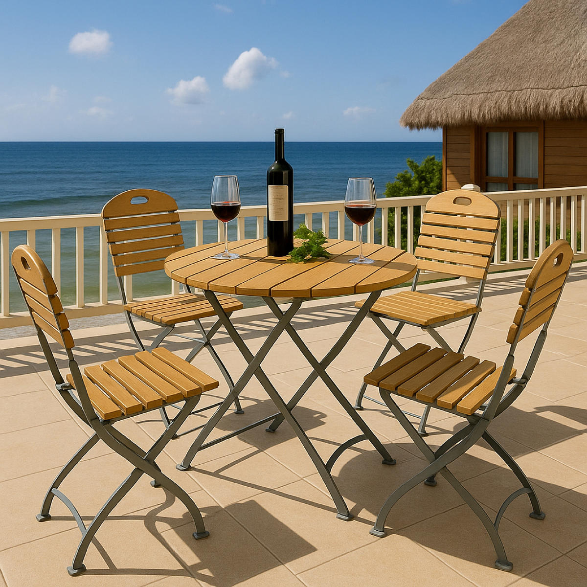 SITZGRUPPE Bad Belzig 5-teilig - Garten Set für 4 Personen - Gartensitzgruppe - Flachstahl verzinkt - Robinie - Grau, Holz - TPFGarden