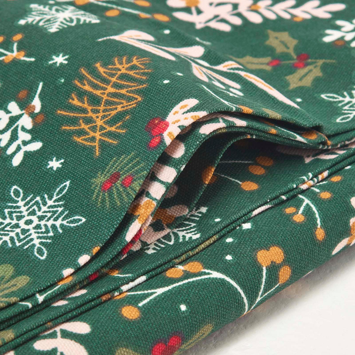 WEIHNACHTSTISCHDECKE Weihnachtswald grün, 178 x 305 cm, 100% Baumwolle - Grün, Textil (178/305cm) - Homescapes