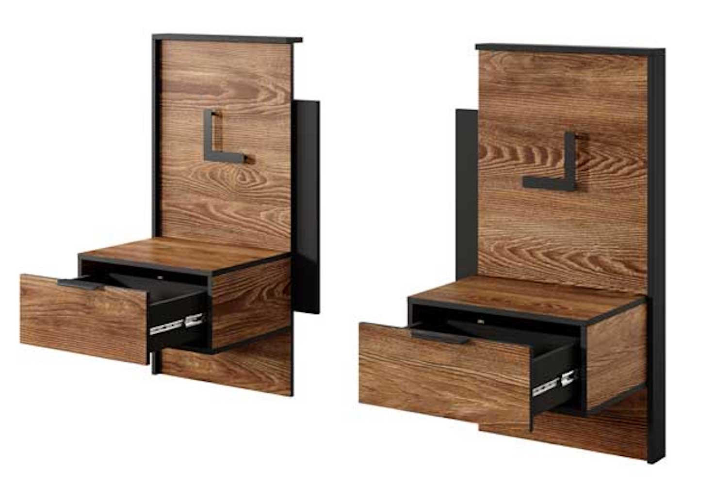 2ER-SET NACHTKONSOLEN Milton Kastanie / anthrazit 48cm / 39 cm / 102 cm - Braun, Holz/Holzwerkstoff (48/102/39cm) - Feldmann-Wohnen