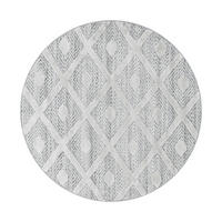 TEPPICH Wohnzimmer 3D Geometrisch Modern Waschbar OEKO-TEX Rund Grau 200x200 cm Gekettelt – EISACK - Grau, Textil (200/200cm) - KADIMA DESIGN