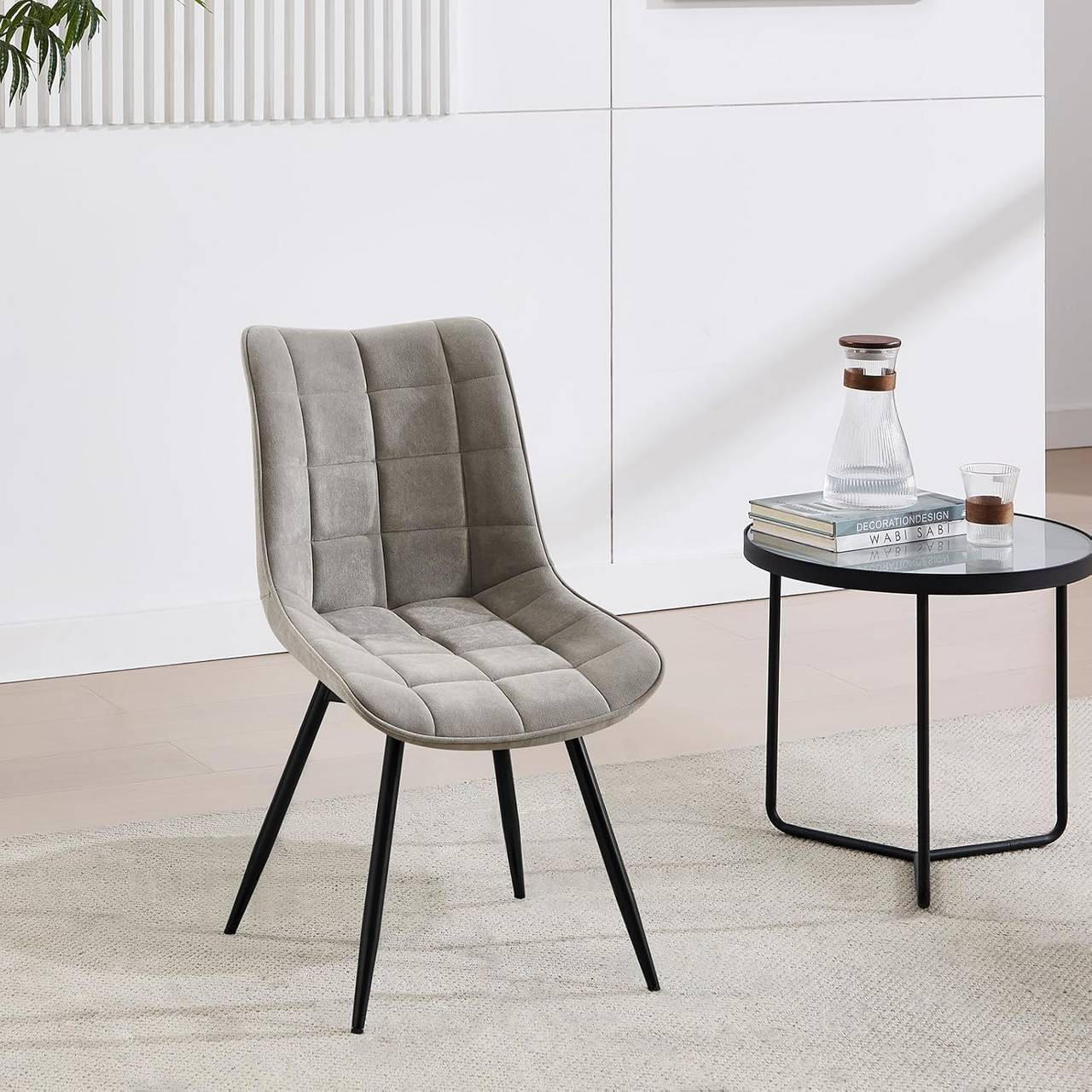 Thumbnail - Woltu Esszimmerstuhl, Hellgrau, Textil, Drehkreuz, 46x83.5x60.5 cm, Esszimmer, Stühle, Esszimmerstühle, Vierfußstühle