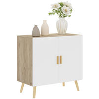 SIDEBOARD Weiß-Natur, Bambusgriffe, 76/41,2/74 cm - Naturfarben, Holz (76/74/41.2cm) - PANGIVO