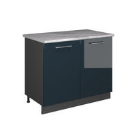 SPÜLENUNTERSCHRANK Fame-Line, Dunkelblau Hochglanz/Anthrazit, 100 cm, AP Marmor - Anthrazit/Dunkelblau, Holzwerkstoff (100/82/60cm) - Vicco