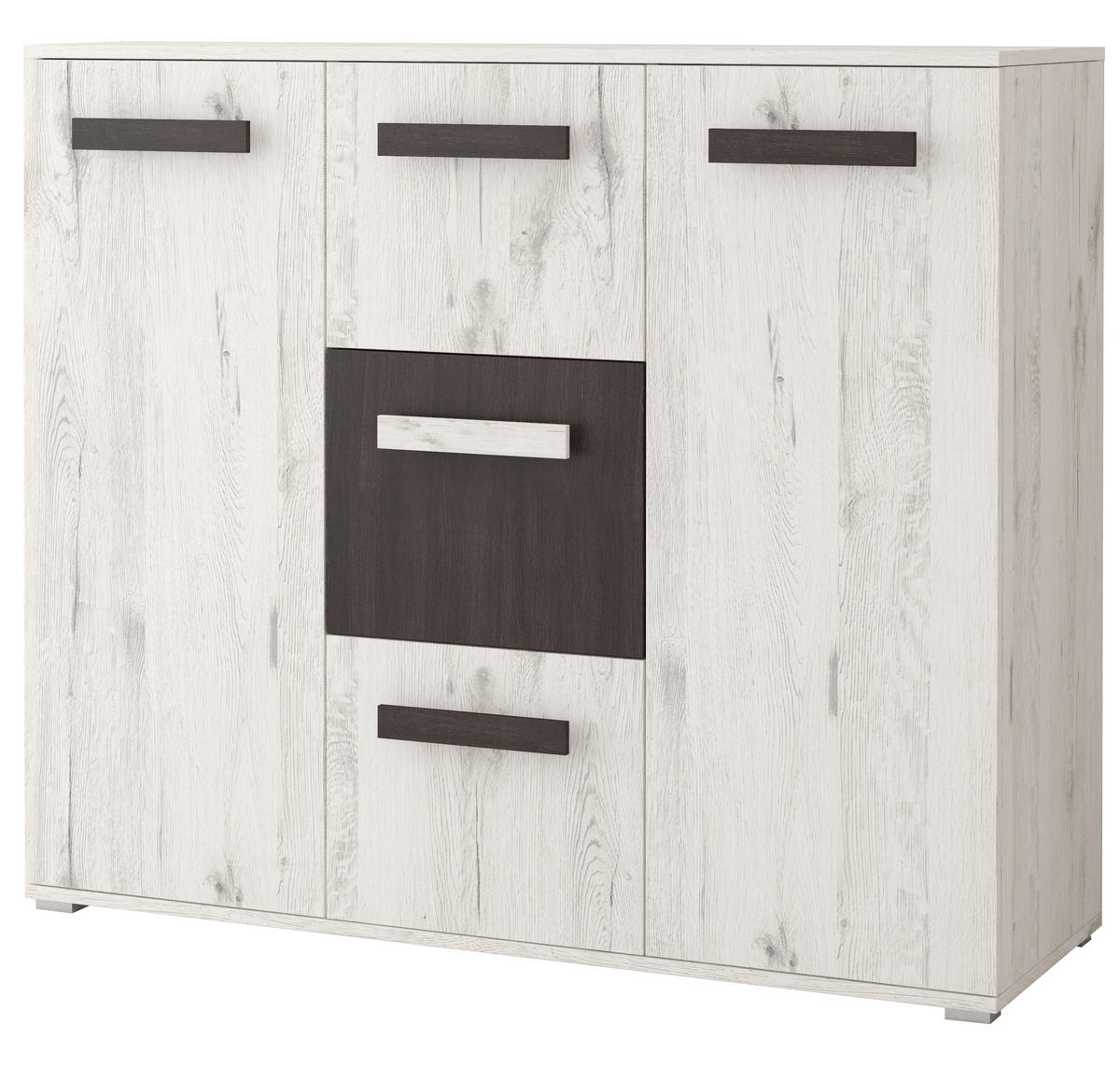 WOHNWAND 4-teilig 280/202/52 cm VIVA + blaue LED-Beleuchtung - Weiß, Holzwerkstoff (280/202/52cm) - imoebel24
