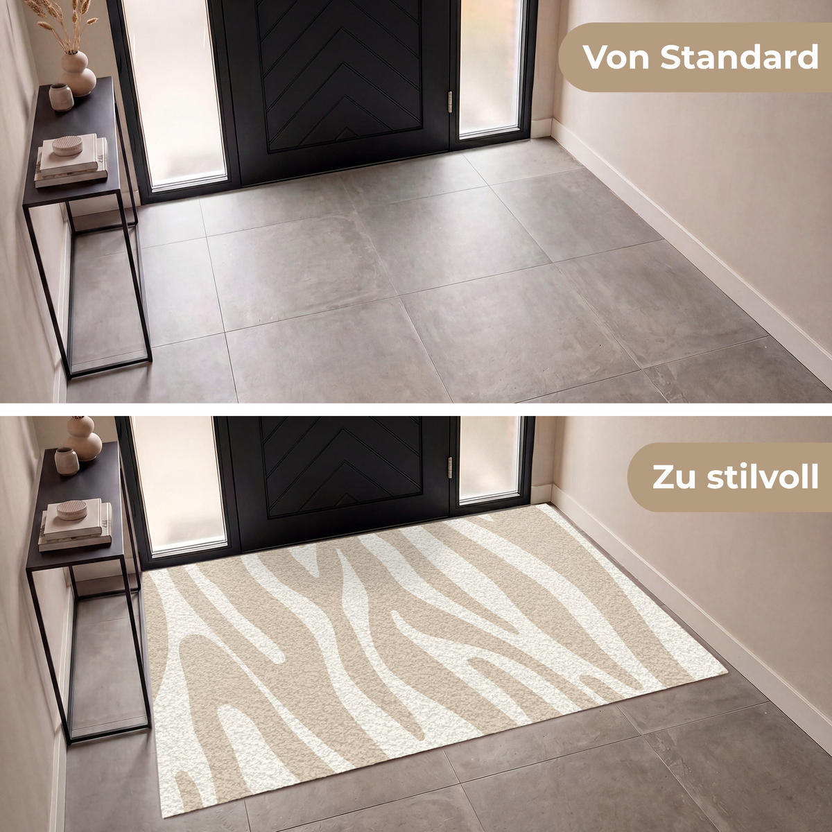 FUSSMATTE Zebramuster - Beige - Weiß - Tiermuster Schmutzfänger 180x120 cm - Beige, Kunststoff (180/120cm) - MuchoWow