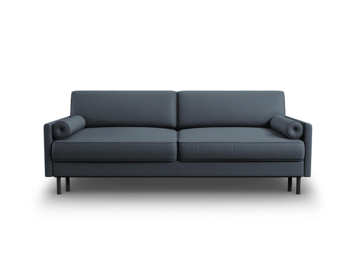 AUSKLAPPBARES-SOFA mit Bettkasten Scott aus strukturiertem Stoff blau 3 Sitzplätze - Blau, Textil (97/87/212cm) - Micadoni