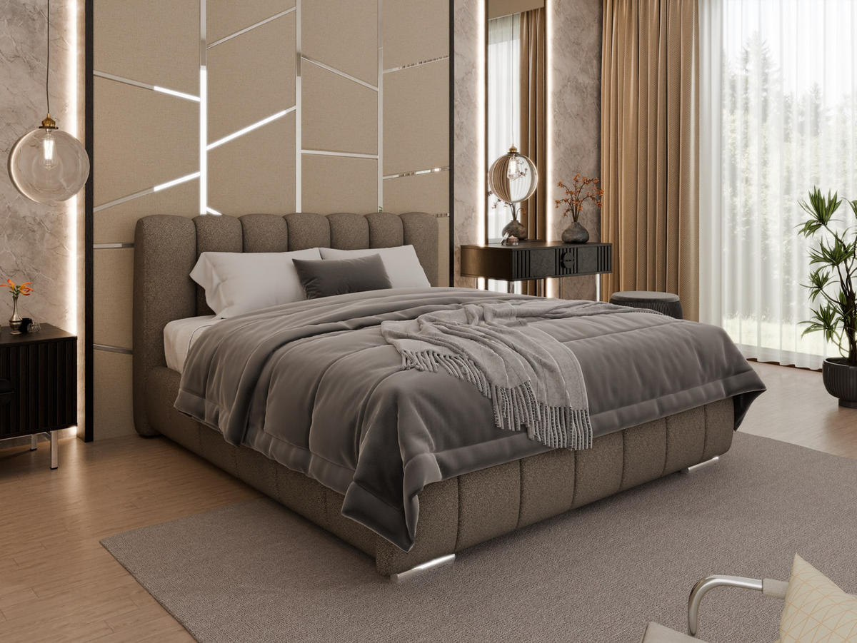 POLSTERBETT Zaira 160x200cm – Elegantes Polsterbett für modernen Wohnstil , ohne matratze, braun - Braun, Holz (160/200cm) - Panda Möbel