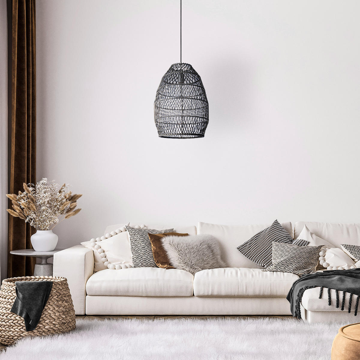 PENDELLEUCHTE Vihmo S - Schwarz, Metall (30/30/40cm) - Paco Home