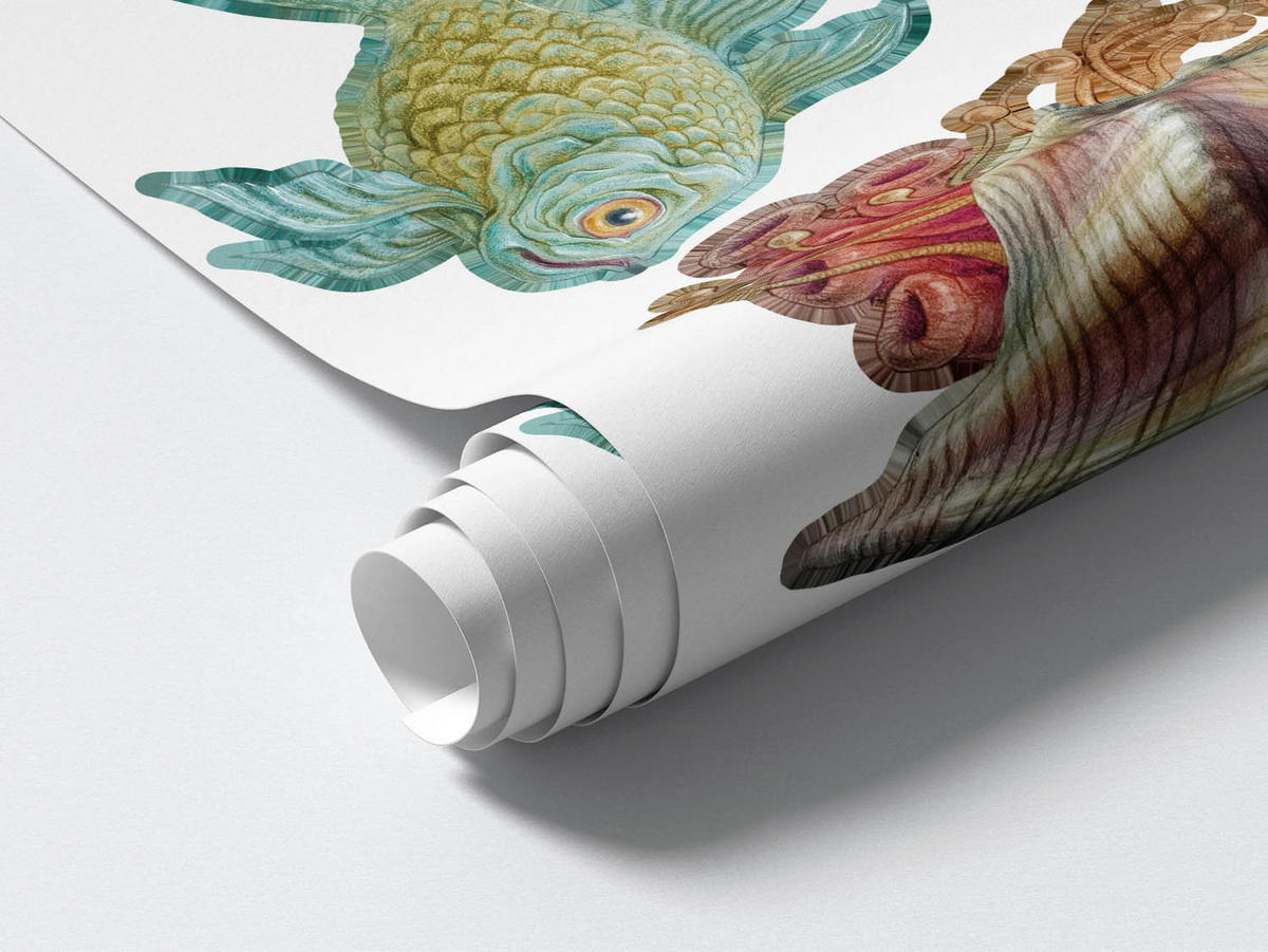 WANDAUFKLEBER 80x89cm - Unterwasser-Meerjungfrauen - Multicolor, Kunststoff (80/89/0.1cm) - Wallfluent