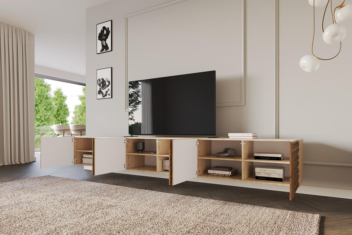 LOWBOARD VIRA-W 3x100x40x41 cm - Artisan / Katania - Eiche Wotan, Holzwerkstoff (300/40/41cm) - ALTDECOR