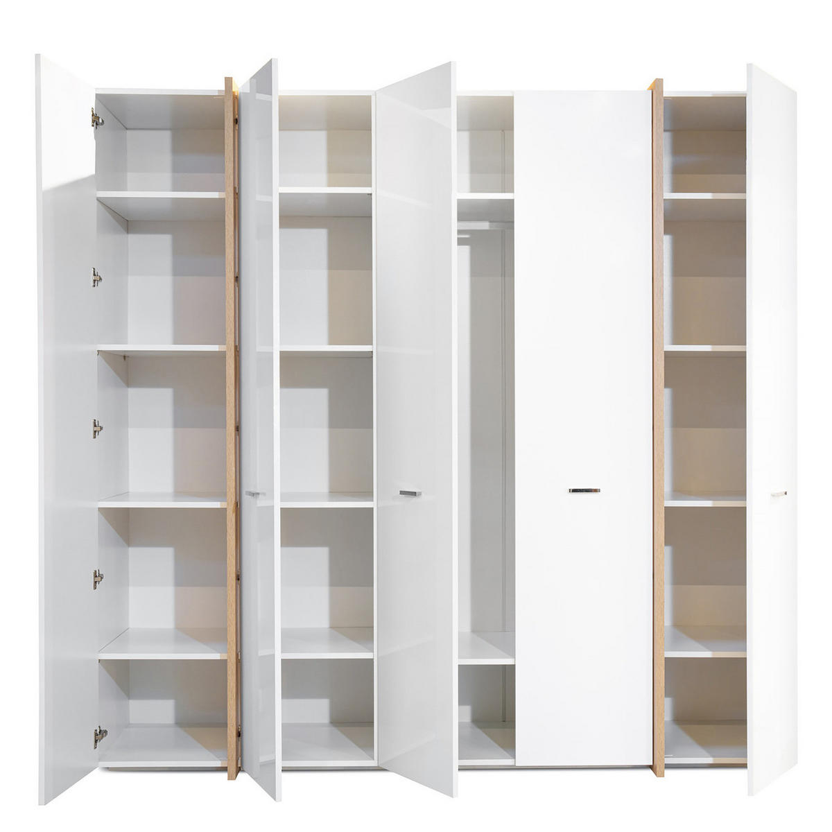 DREHTÜRENSCHRANK mit 5 Türen - Weiß / Eiche Sonoma Dekor - Eichefarben/Silberfarben, Holzwerkstoff/Metall (235/229/64cm) - home24