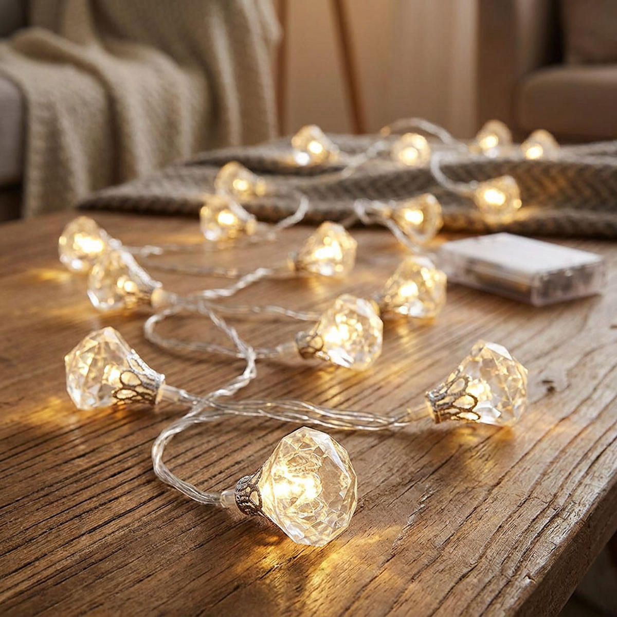 LED Dekoleuchte Lichterkette Silber Kristall Design - Silberfarben, Kunststoff (120/2.2/2.7cm) - Globo Lighting
