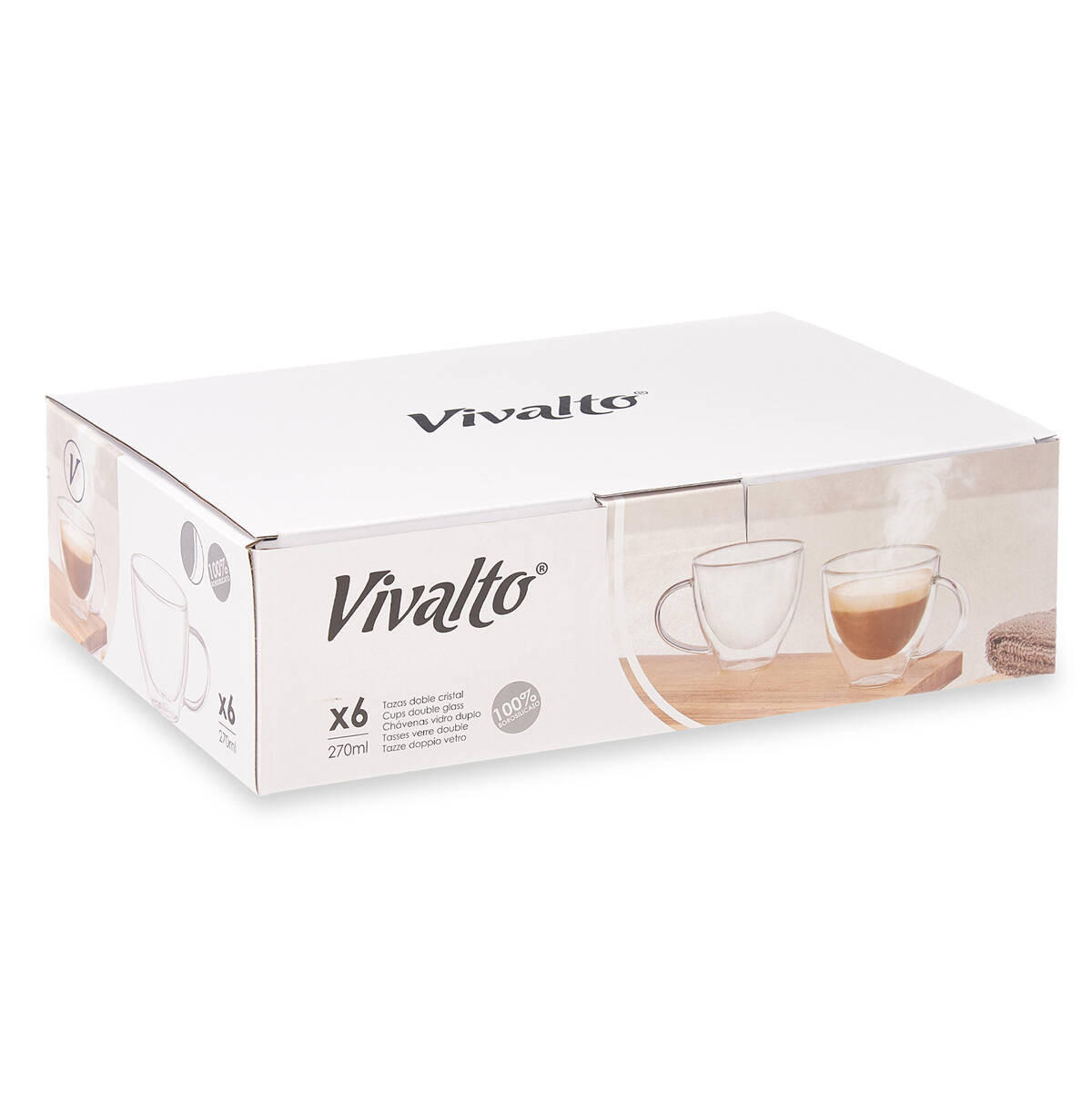 TASSEN Doppelwandig 270 ml 6er-Set - Transparent, Glas (270L) - Vivalto