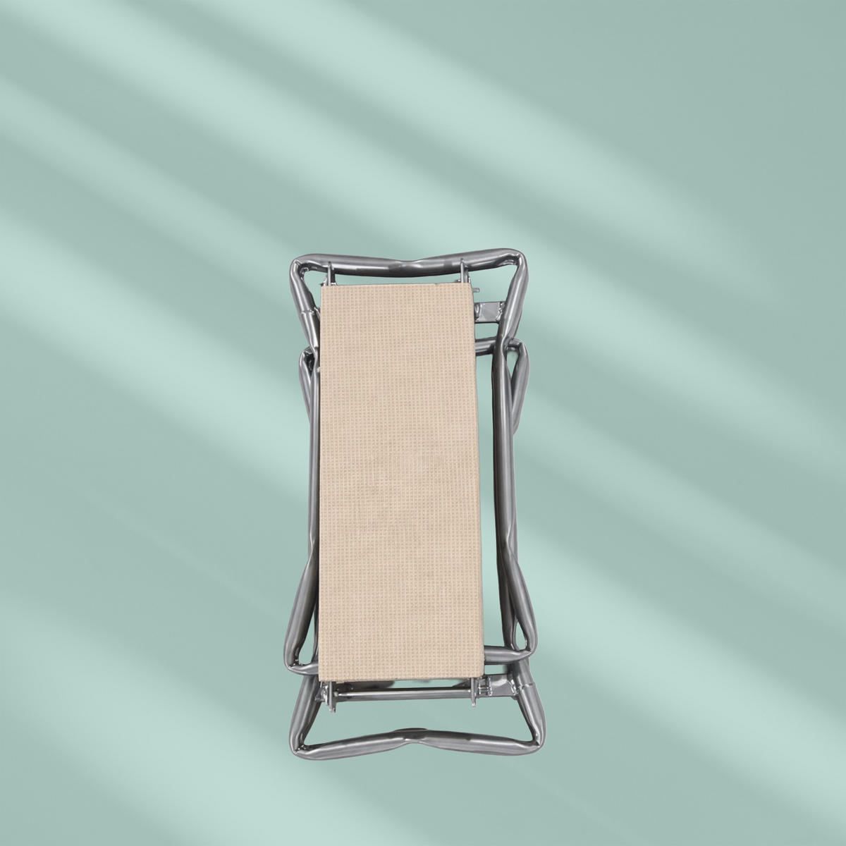 KNIEBANK - Beige, Textil/Metall (60/50/27.5cm) - Relaxdays