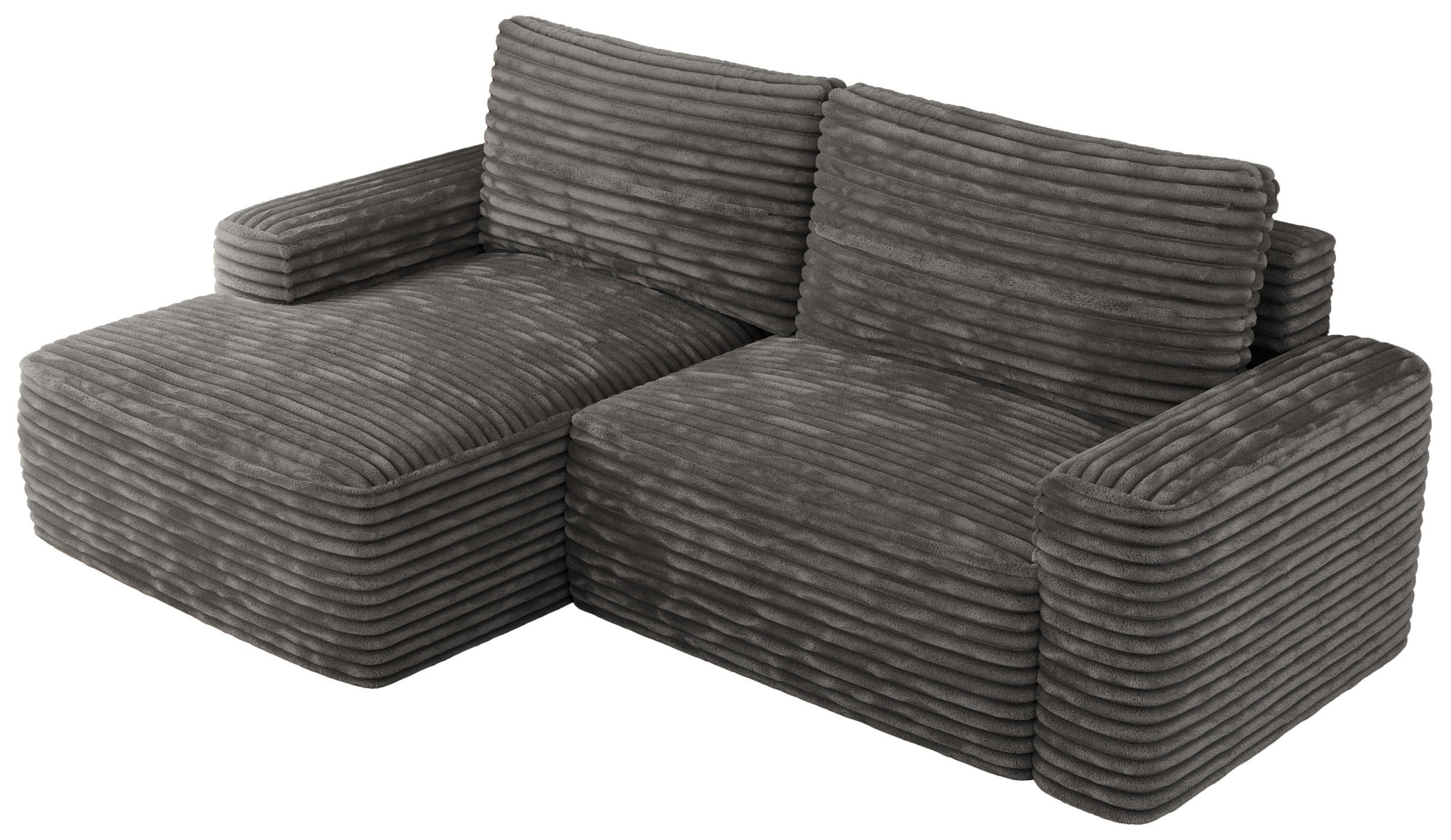 ECKSOFA BELLUNO L Dunkelgrau Cord - Links - Dunkelgrau/Schwarz, Textil (144/233cm) - MKS