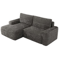 ECKSOFA BELLUNO L Dunkelgrau Cord - Links - Dunkelgrau/Schwarz, Textil (144/233cm) - MKS