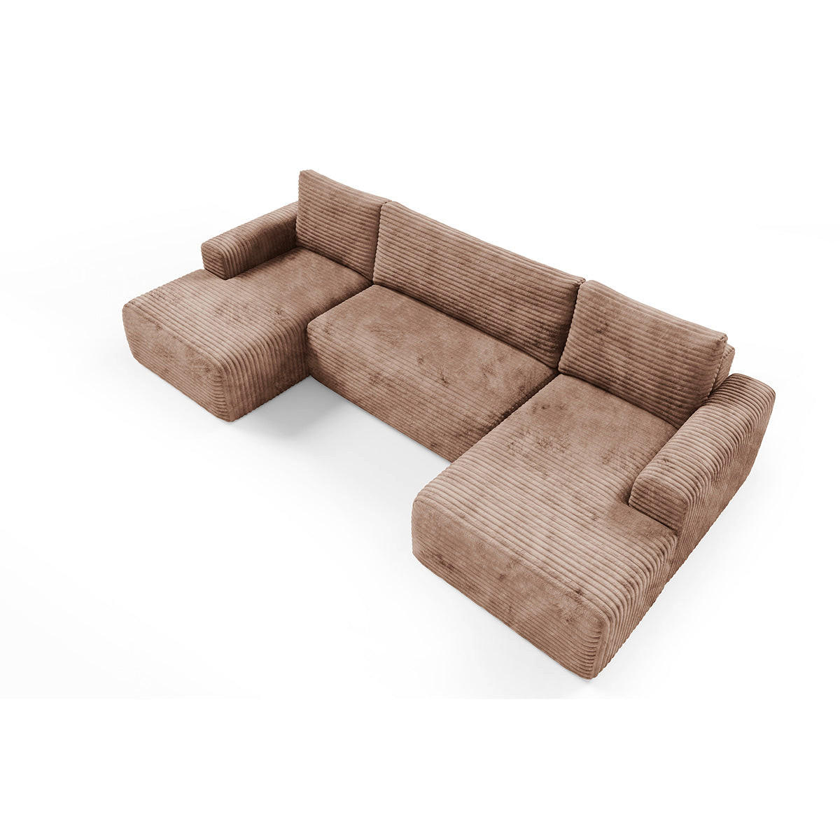 PANORAMASOFA Romeo 5 Sitzplätze Hellbraun - Braun, Holz (345/92/163cm) - Petits-meubles