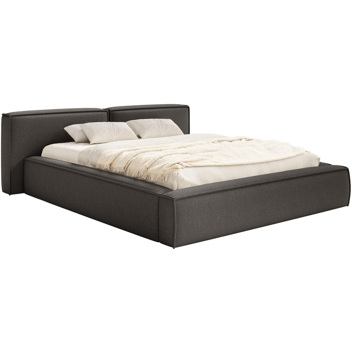 POLSTERBETT Tilves Low Grafitgrau 200x200 cm - Schwarz/Graphitfarben, Kunststoff/Textil (200/200cm) - Selsey