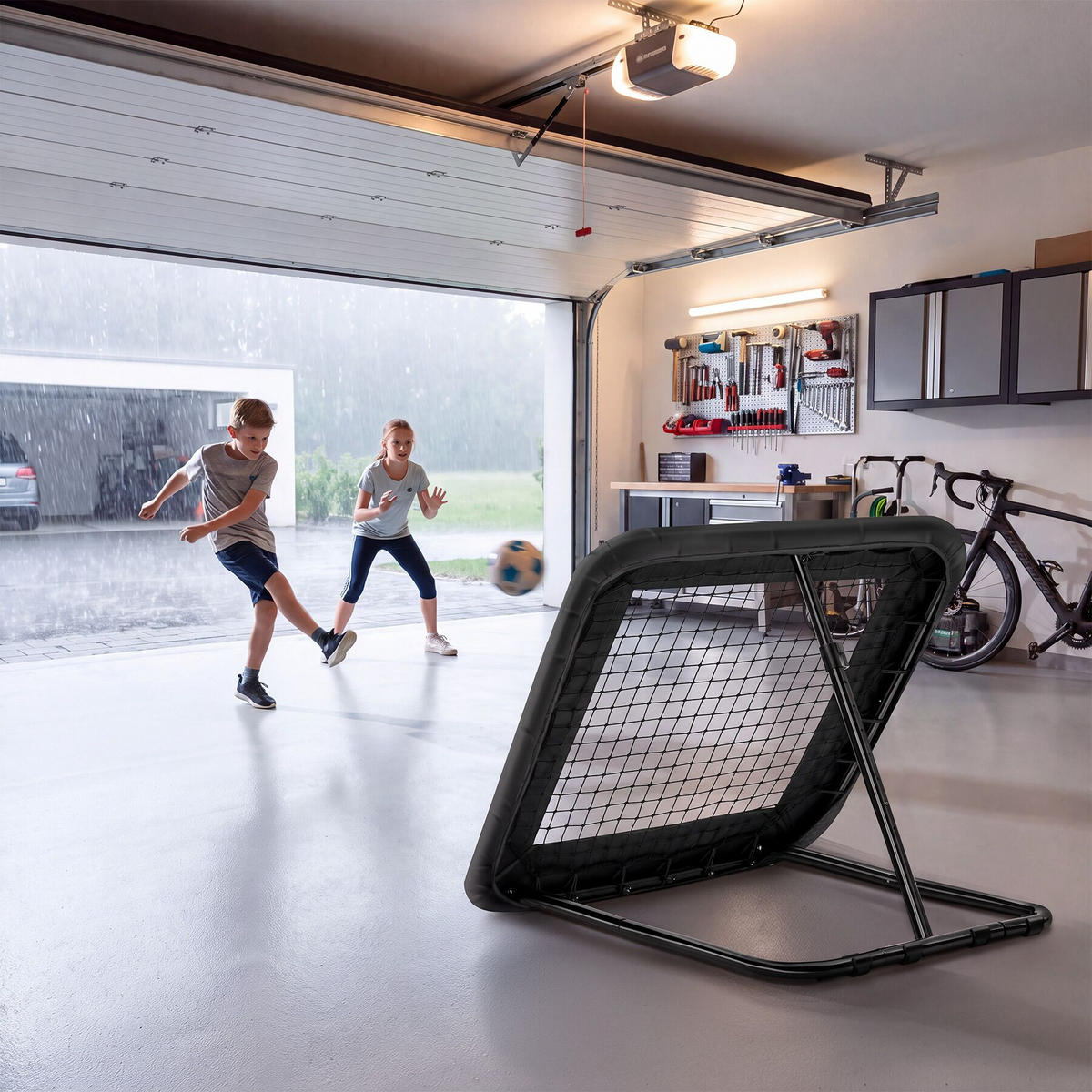 REBOUNDER FÜR FUSSBALL Alphonso, 100 x 100 cm, schwarz - Schwarz, Kunststoff (100/95cm) - tectake