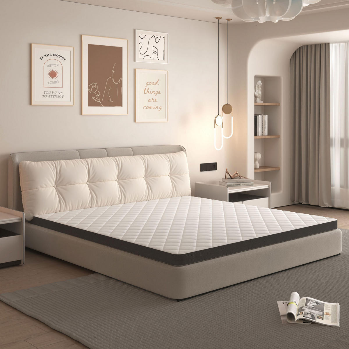 KALTSCHAUMMATRATZE 90*200CM Matratze,Höhe 7cm,Härtegrad H3 - Weiß, Textil