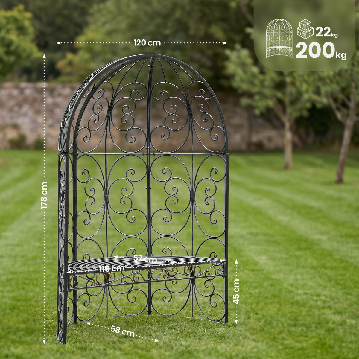 PAVILLON 120/58/178 cm Metall Anthrazit - Anthrazit, Metall (120/178/58cm) - CLP
