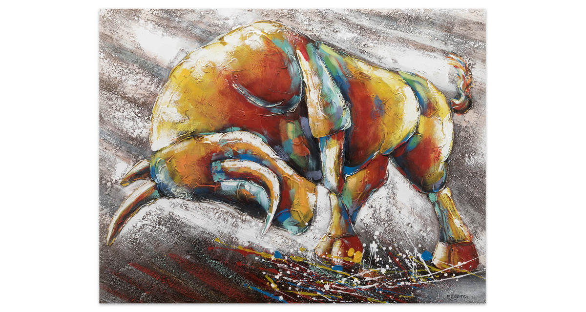 OLEJOMAĽBA 100/75 cm, Zvieratá - taupe, drevo/textil (100/75cm) - KUNSTLOFT