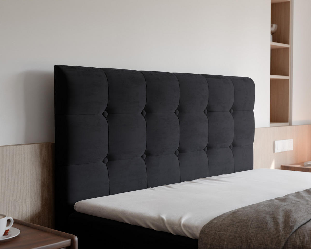 BOXBETT BAILEY 180/200 cm mit Matratze und Topper, Schwarz - Schwarz, Holzwerkstoff/Textil (180/200cm) - Idohome