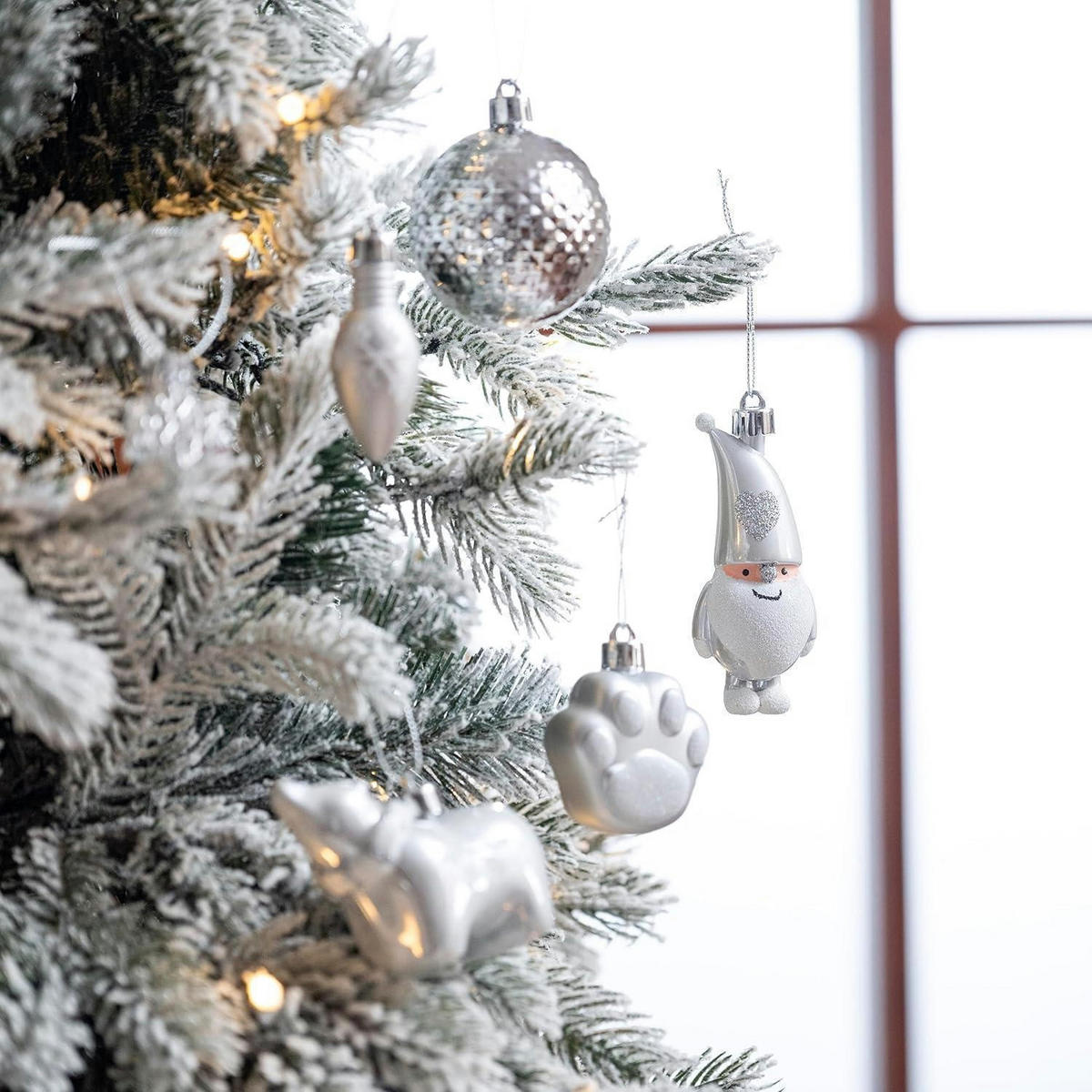 CHRISTBAUMKUGELN 40-teiliges Set Silber Weiß - Silberfarben, Kunststoff (9/9/9cm)