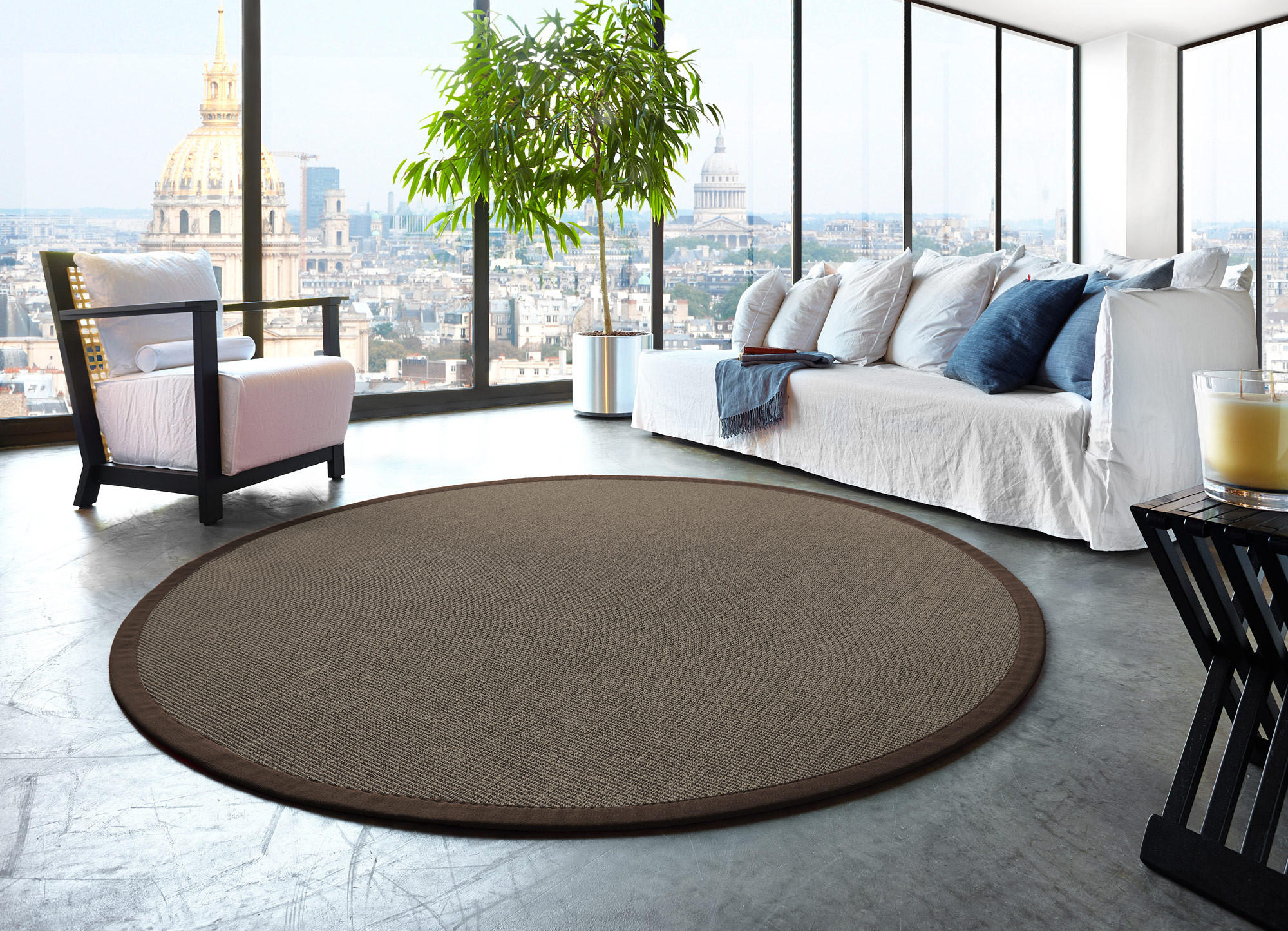 TEPPICH Sisal Manaus graphit/granit Rund 350cm - Graphitfarben, Textil (350/350cm) - Astra