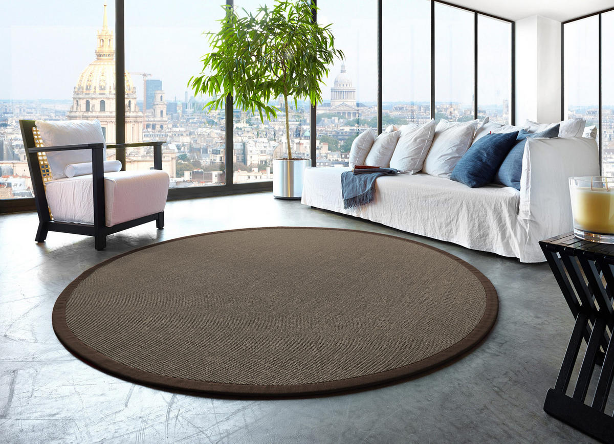 TEPPICH Sisal Manaus graphit/granit Rund 160cm - Graphitfarben, Textil (160/160cm) - Astra